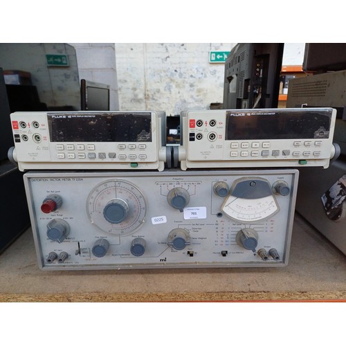 701 - Three items, two Fluke 45 dual display multimeters and one Marconi Instruments Ltd TF2331A distortio... 