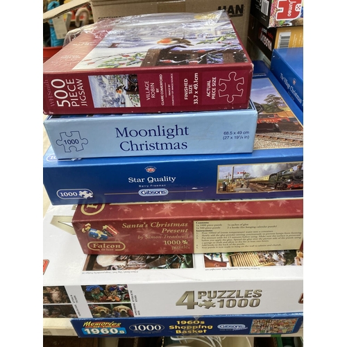 360 - A collection of jigsaws to include Gibsons 'the Village Christmas Tree' 1000 piece, 'Moonlight Chris... 