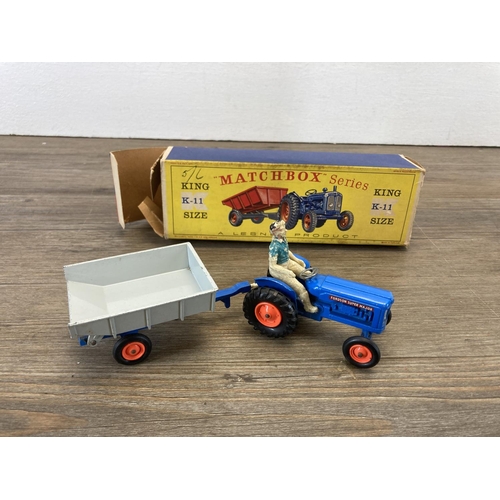 380 - Four boxed mid 20th century Lesney Matchbox Series diecast model vehicles, Kingsize Scammell Tipper ... 