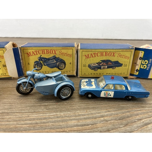 382 - Five boxed mid 20th century Lesney Matchbox Series diecast model vehicles, Vauxhall Victor Estate Ca... 