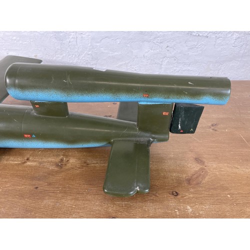 366 - A vintage replica plastic model of a WWII V-1 flying bomb (Doodlebug) - approx. 100cm long x 77cm wi... 