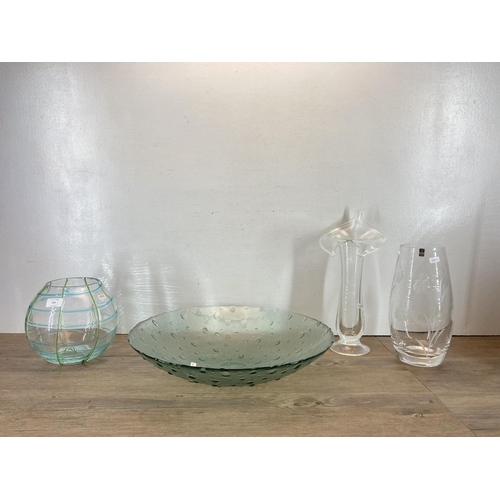 291 - Four pieces of glassware to include IVV vase, Gleneagles hand cut vase, LSA International hand made ... 