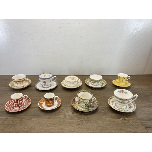 293 - Nine ceramic cups and saucers to include The Queen's China The Royal Collection, Villeroy & Boch Orn... 