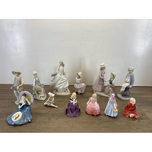 298 - Twelve ceramics figurines, six Royal Doulton and six Lladro