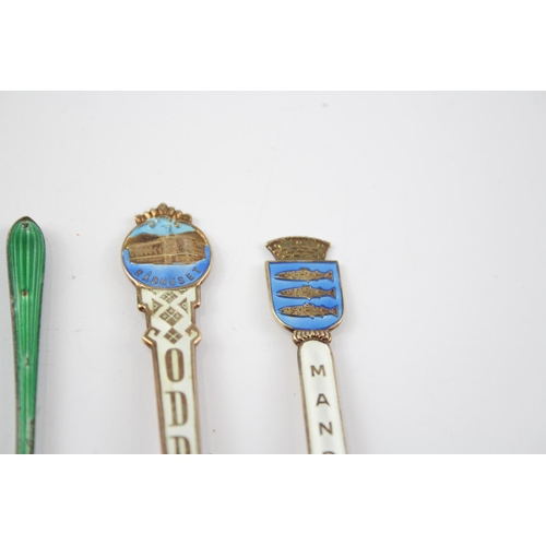 2305 - Six stamped .925 and .950 silver and enamel teaspoons - approx. gross weight 56g