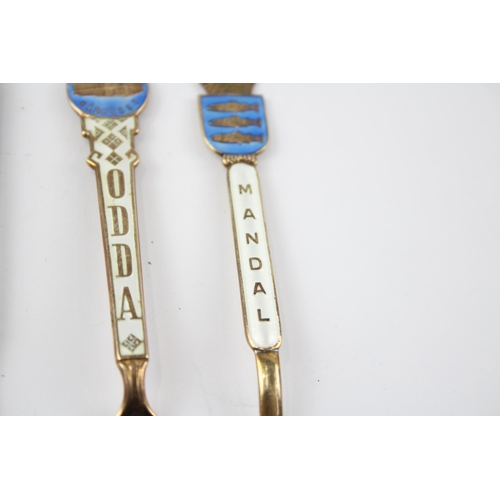 2305 - Six stamped .925 and .950 silver and enamel teaspoons - approx. gross weight 56g