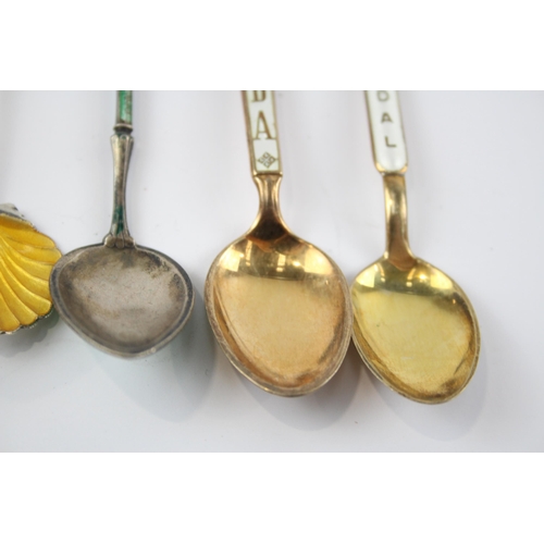 2305 - Six stamped .925 and .950 silver and enamel teaspoons - approx. gross weight 56g