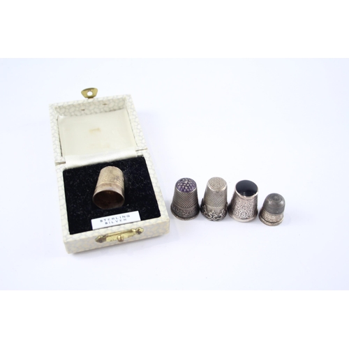 2311 - Five 0.900x .925 and .950 silver thimbles - approx. 23g