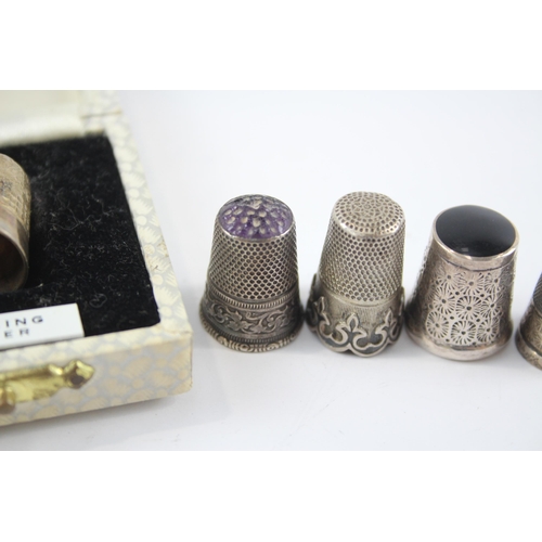 2311 - Five 0.900x .925 and .950 silver thimbles - approx. 23g