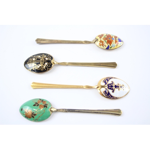 2323 - Four hallmarked Birmingham sterling silver and enamel teaspoons - approx. gross weight 49g