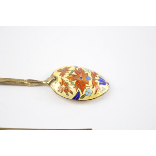 2323 - Four hallmarked Birmingham sterling silver and enamel teaspoons - approx. gross weight 49g