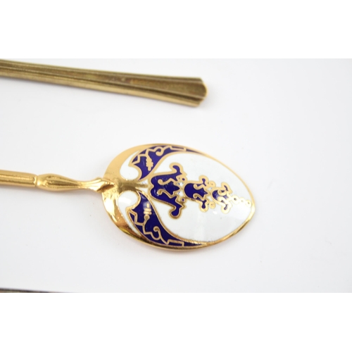 2323 - Four hallmarked Birmingham sterling silver and enamel teaspoons - approx. gross weight 49g