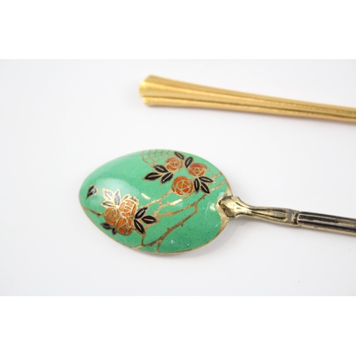 2323 - Four hallmarked Birmingham sterling silver and enamel teaspoons - approx. gross weight 49g