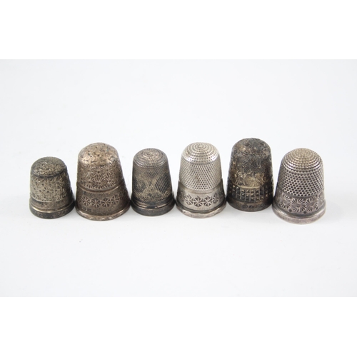 2325 - Six hallmarked sterling silver thimbles to include Charles Horner etc. - approx. gross weight 28g