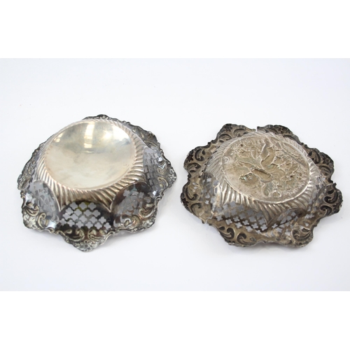 2335 - Two antique hallmarked .925 sterling silver bon bon dishes - approx. gross weight 67g