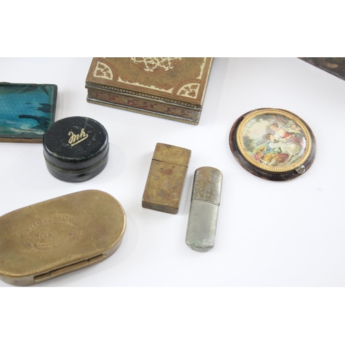 533 - A collection of antique and later boxes to include vesta cases, jewellery box, stamp holders etc.