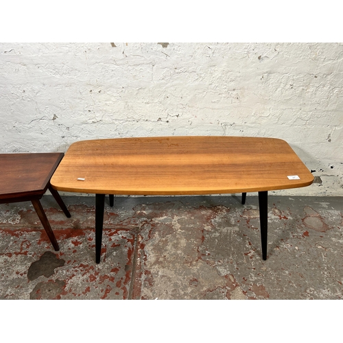 107 - Two mid 20th century tables, one walnut and ebonised rectangular coffee table - approx. 40cm high x ... 