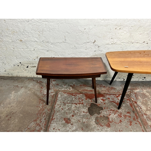 107 - Two mid 20th century tables, one walnut and ebonised rectangular coffee table - approx. 40cm high x ... 