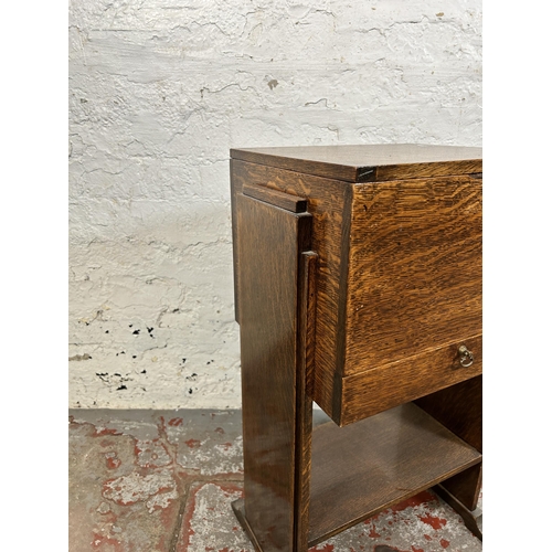 109 - An Art Deco oak sewing table - approx. 65cm high x 39cm wide x 29cm deep