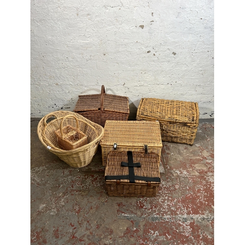 114 - Seven wicker baskets