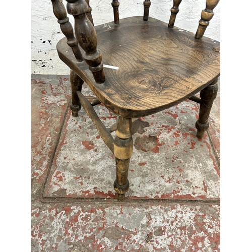 12 - A Victorian elm and beech smoker's bow chair