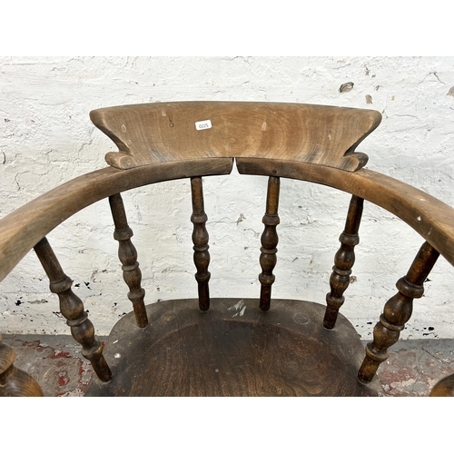 12 - A Victorian elm and beech smoker's bow chair