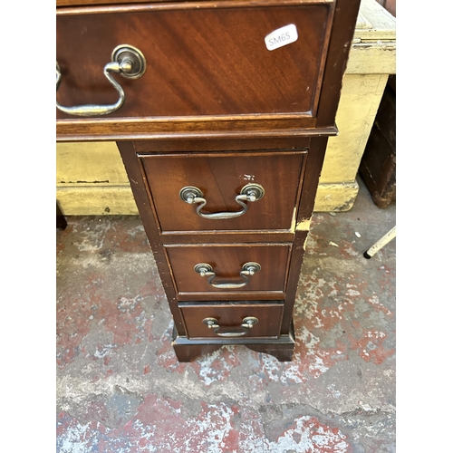 137 - A 19th century style mahogany and green leather pedestal desk - approx. 67cm high x 91cm wide x 45cm... 