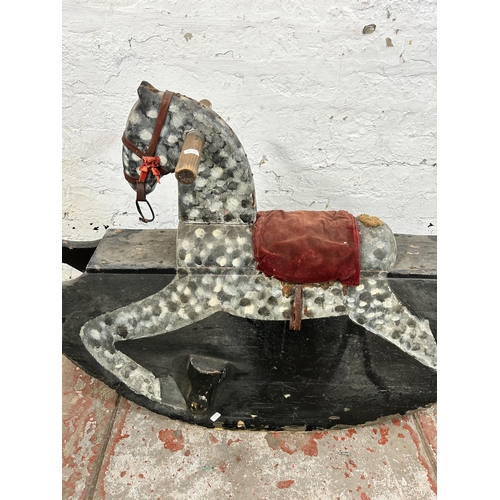 39 - A Victorian hand painted pine rocking horse - approx. 72cm high x 35cm wide x 132cm deep