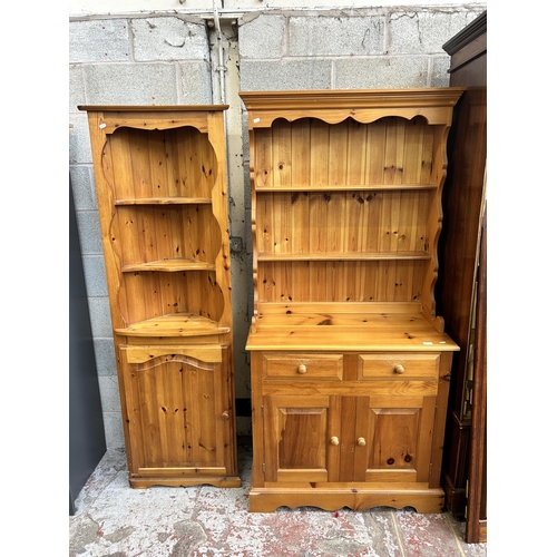 4 - Two pieces of pine furniture, one dresser - approx. 190cm high x 91cm wide x 43cm deep and one free ... 