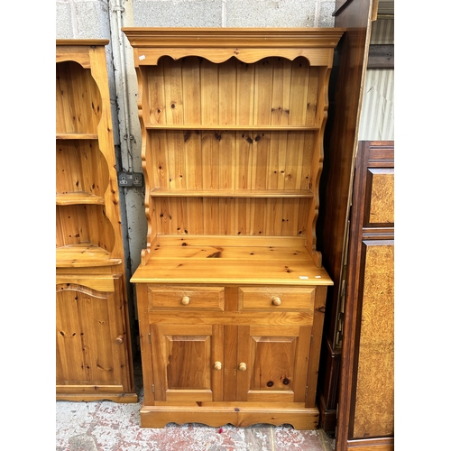 4 - Two pieces of pine furniture, one dresser - approx. 190cm high x 91cm wide x 43cm deep and one free ... 