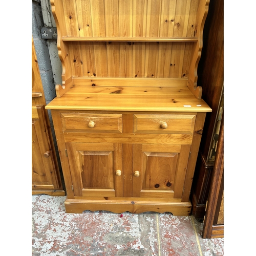 4 - Two pieces of pine furniture, one dresser - approx. 190cm high x 91cm wide x 43cm deep and one free ... 