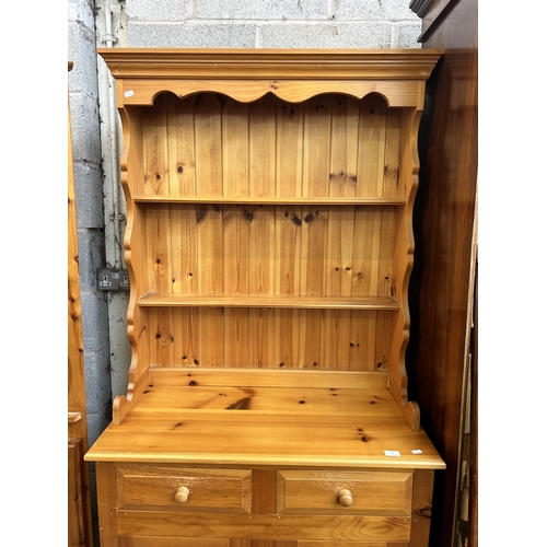 4 - Two pieces of pine furniture, one dresser - approx. 190cm high x 91cm wide x 43cm deep and one free ... 