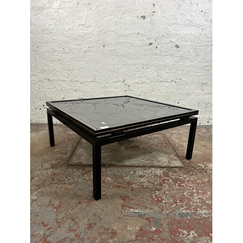 45 - A Pierre Vandel of Paris black lacquered metal and glass top coffee table - approx. 33m high x 72cm ... 