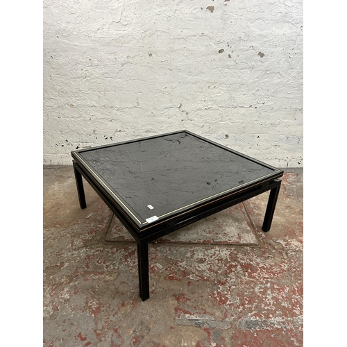 45 - A Pierre Vandel of Paris black lacquered metal and glass top coffee table - approx. 33m high x 72cm ... 