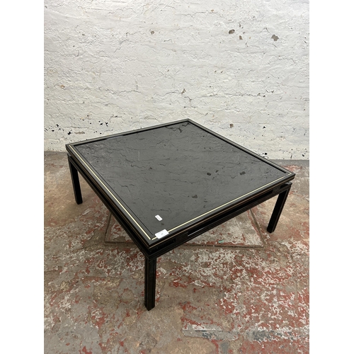 45 - A Pierre Vandel of Paris black lacquered metal and glass top coffee table - approx. 33m high x 72cm ... 