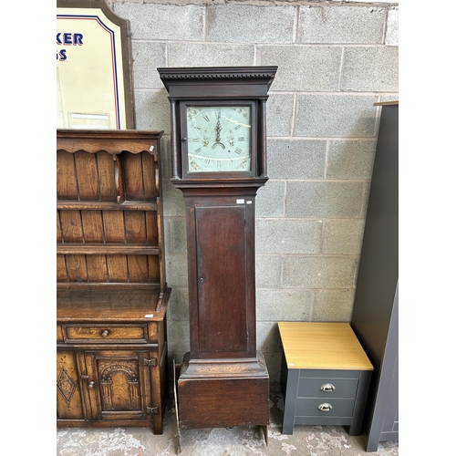 6 - A George III James Webb of Froome mahogany cased grandfather clock with hand painted enamel face - a... 