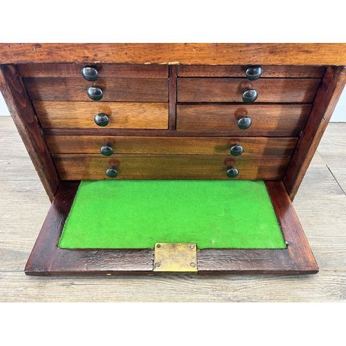 608 - A mid 20th century mahogany engineers eight drawer tool chest - approx. 38cm high x 46cm wide x 23cm... 