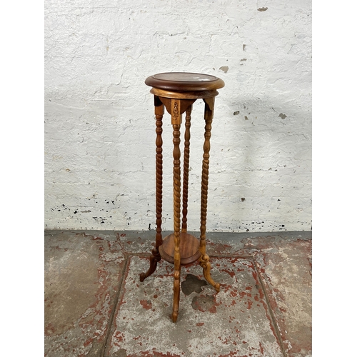 60B - A 19th century style mahogany barley twist jardinière stand - approx. 103cm high x 28 diameter