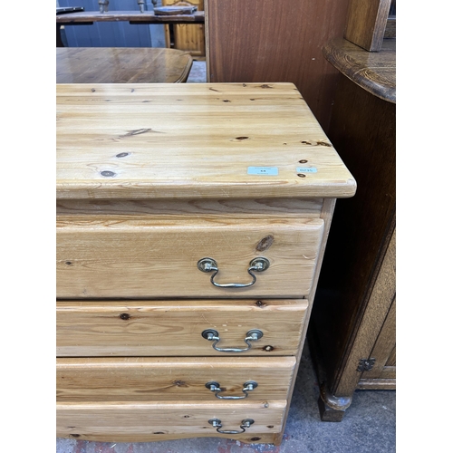 64 - A pine chest of drawers - approx. 82cm high x 84cm wide x 45cm deep