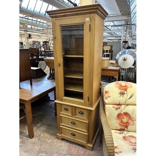 67A - A Victorian style bespoke pine display cabinet - approx. 197cm high x 71cm wide x 49cm deep