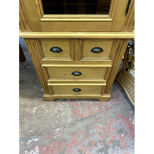 67A - A Victorian style bespoke pine display cabinet - approx. 197cm high x 71cm wide x 49cm deep