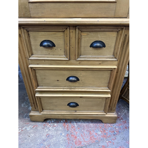 67A - A Victorian style bespoke pine display cabinet - approx. 197cm high x 71cm wide x 49cm deep