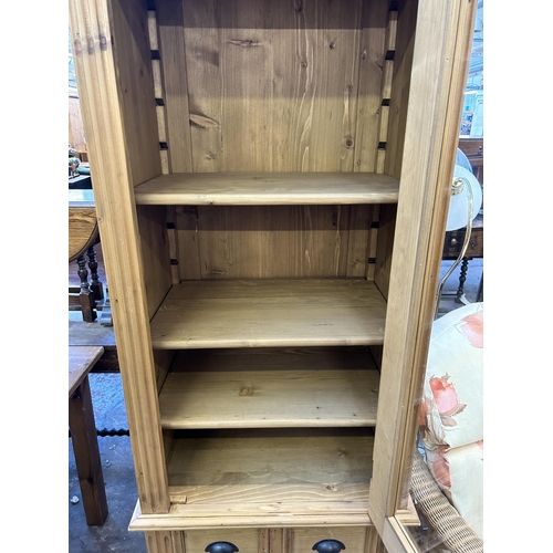 67A - A Victorian style bespoke pine display cabinet - approx. 197cm high x 71cm wide x 49cm deep