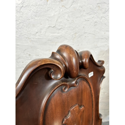 73 - Two 19th century carved mahogany hall chairs - approx. 88cm high x 41cm wide x 38cm deep