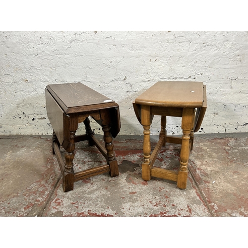 80 - Two mid 20th century oak drop leaf side tables