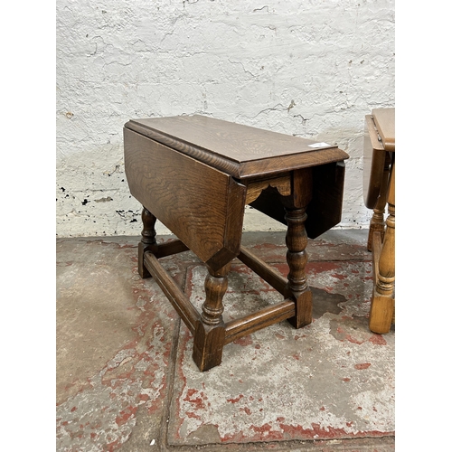 80 - Two mid 20th century oak drop leaf side tables