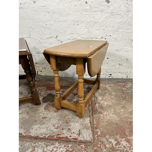 80 - Two mid 20th century oak drop leaf side tables