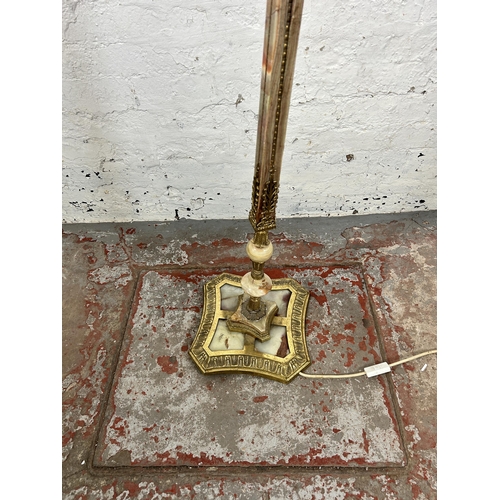 89A - An onyx and brass standard lamp - approx. 156cm high