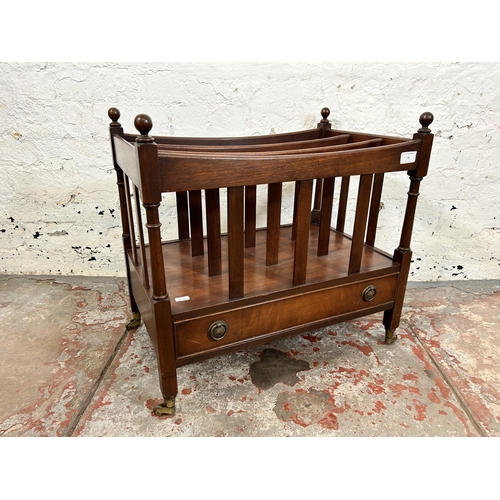 91 - A Regency style mahogany three division Canterbury magazine rack - approx. 53cm high x 56cm wide x 3... 