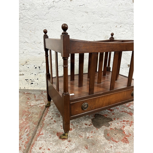 91 - A Regency style mahogany three division Canterbury magazine rack - approx. 53cm high x 56cm wide x 3... 